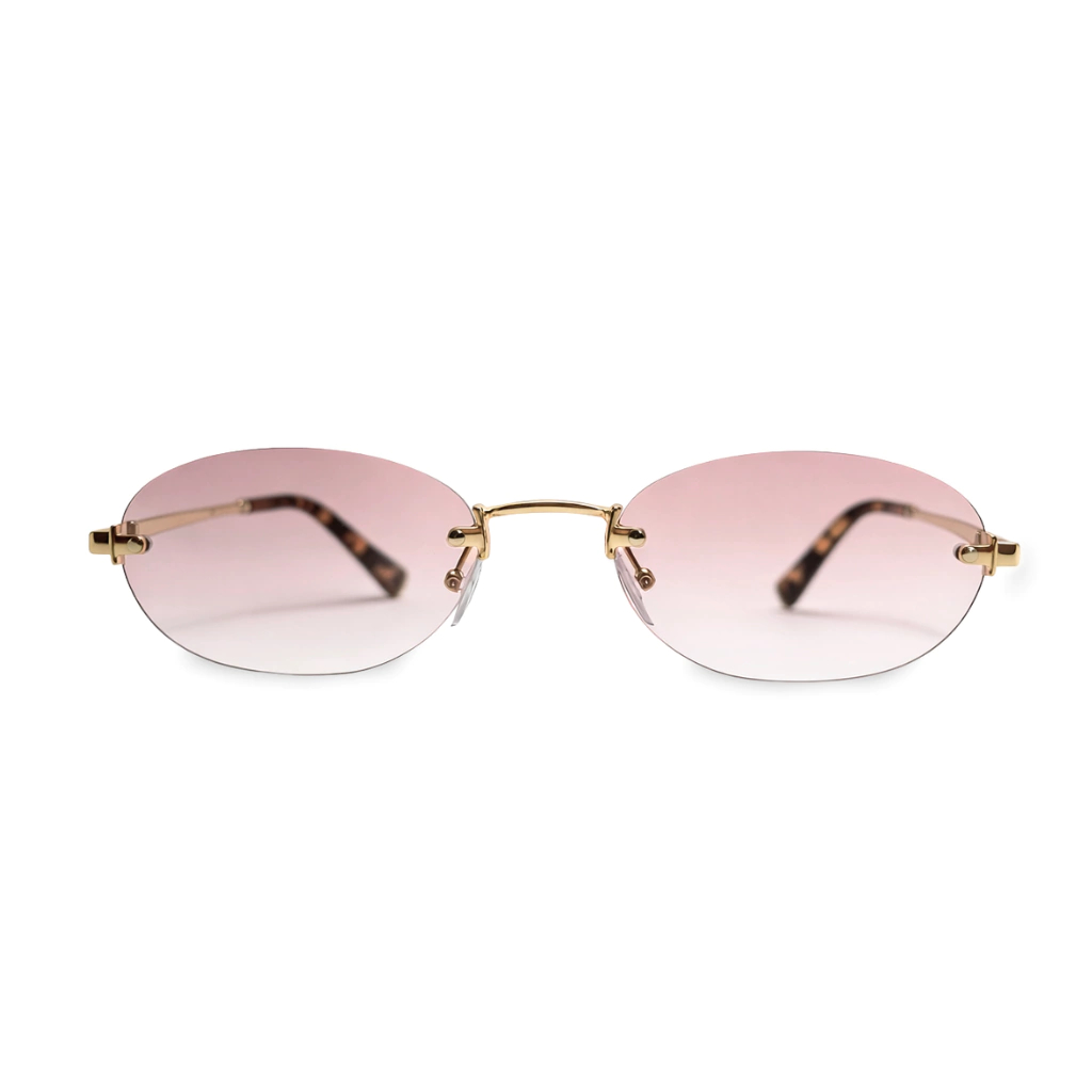 Óculos de Sol Oval Napoli Tortoise Lente Rosa Unissex UV400 Sem Aro