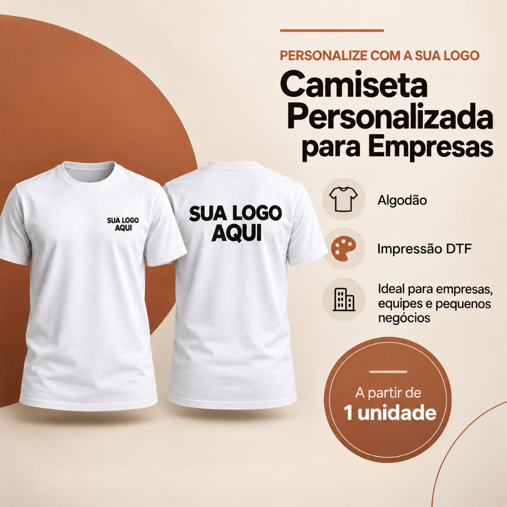Camiseta Personalizada Estampada Uniforme Empresa 100% Algodão Logo