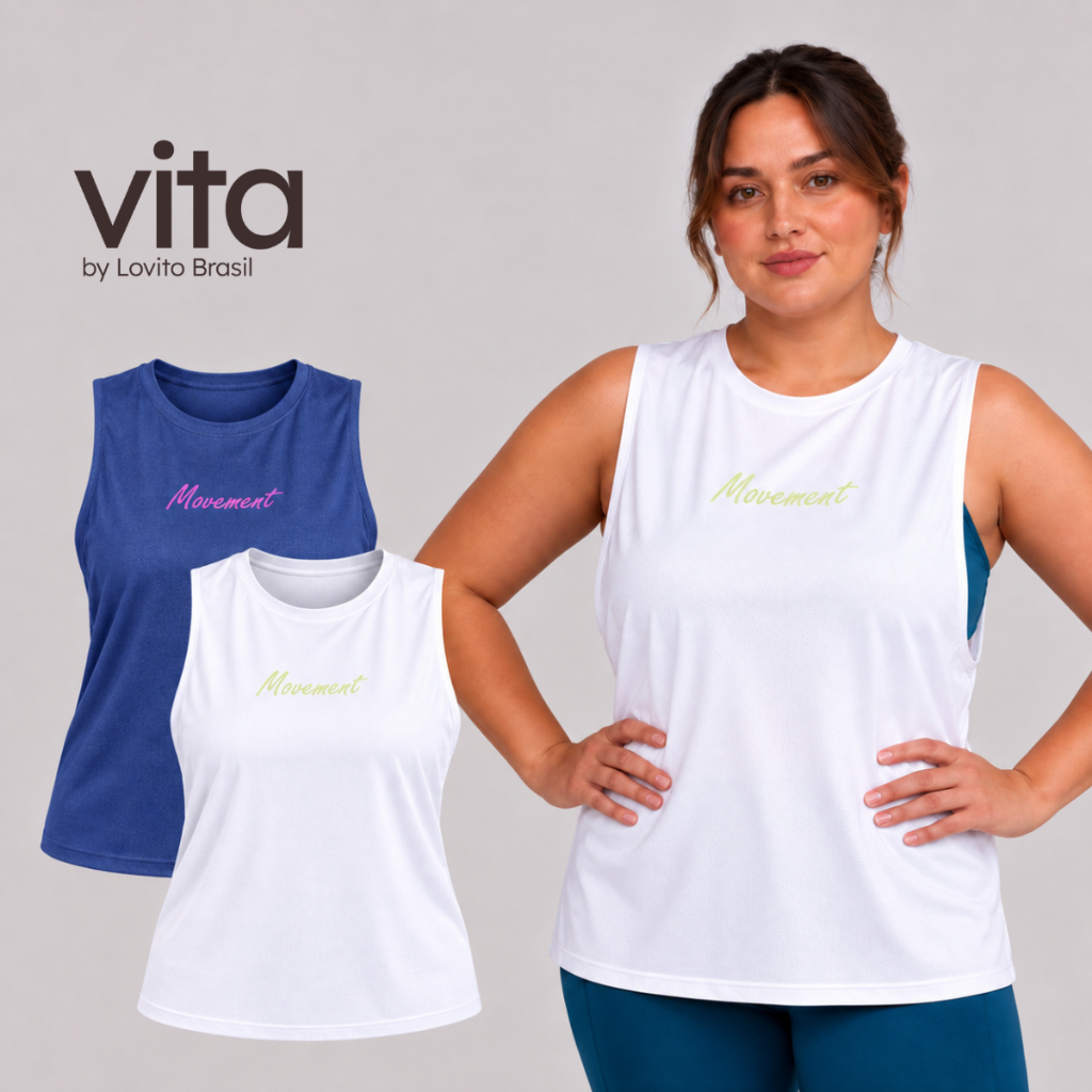 Lovito Vita Kit 2 Regatas Esportivas Feminina Moda Plus Size PKB1453BRL1483