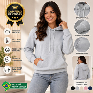 Blusa Moletom Canguru Unissex Premium Flanelado com Capuz e Bolso Casaco Inverno P M G