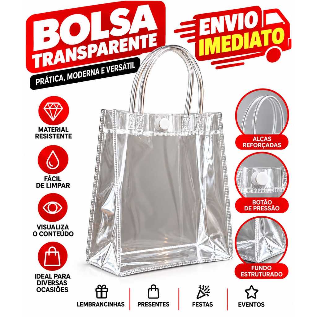 40 Bolsas plástica transparente presente e lembrancinha.