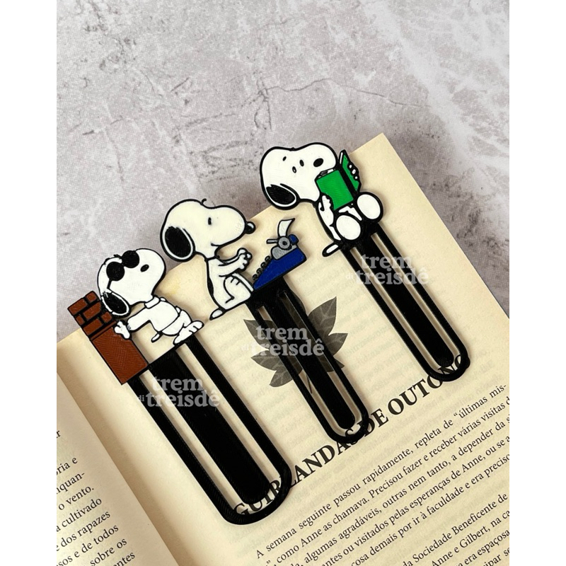 Kit de Marcadores de Página Snoopy Leitura Presente Criativo Impressão 3D