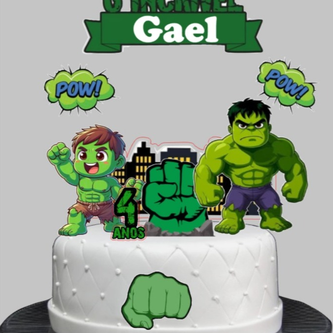 Topo Topper De Bolo Hulk Infantil - Topo Personalizado C/ Nome e Idade