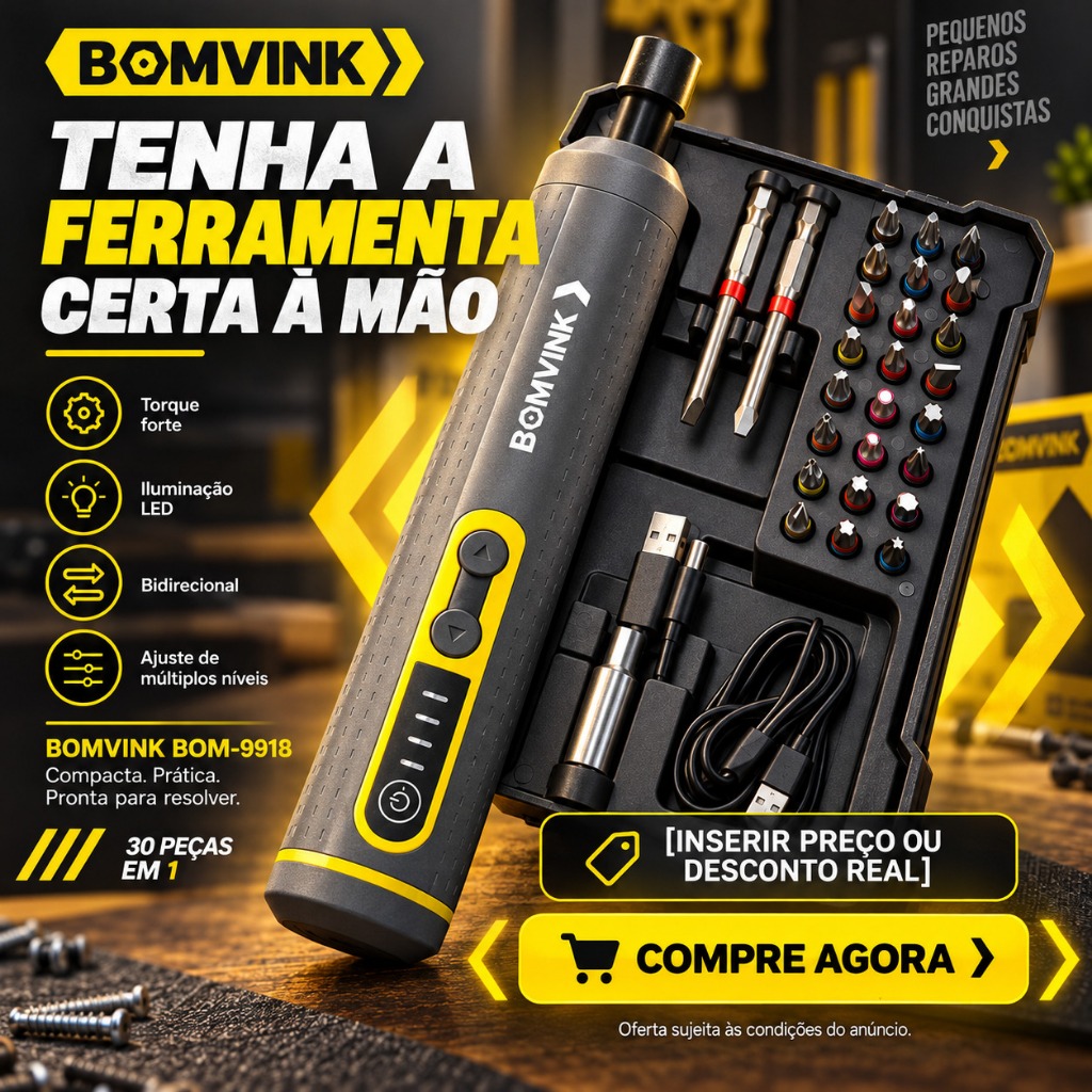 Parafusadeira Chave de Fenda Elétrica Bateria 3.6V Kit 30 Peças