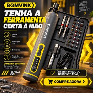 Parafusadeira Chave de Fenda Elétrica Bateria 3.6V Kit 30 Peças