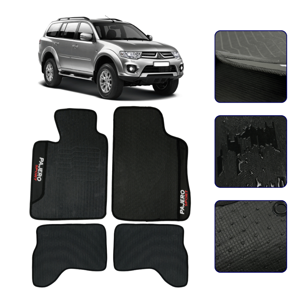 Jogo de Tapete Emborrachado para Pajero Sport 2010 11 12 13 14 15 16 17 2018 Kit Automotivo