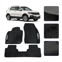 Jogo de Tapetes Emborrachado T-Cross 2019 a 2026 Todos os Anos Kit para Carro Automotivo