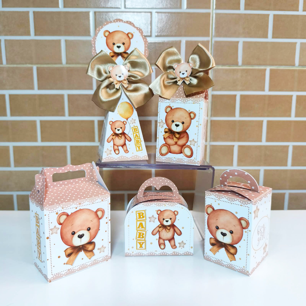 Kit Festa CHA REVELAÇÃO URSINHO Personalizado |COMPRE E MONTE Caixinhas Lembrancinhas Para Festas