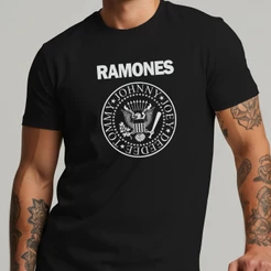 Camiseta Camiseta Ramones Banda de Rock Unissex Algodão Premium Blusa