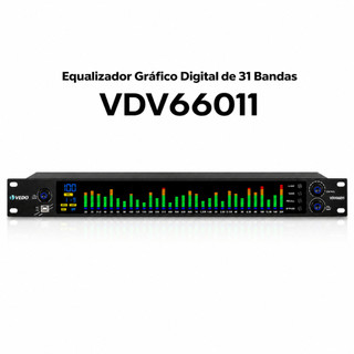 VEDO EQ31 Equalizador Digital Gráfico 31 Bandas Led C/ Gate Exciter Redução de ruído Processamento de áudio Depuração