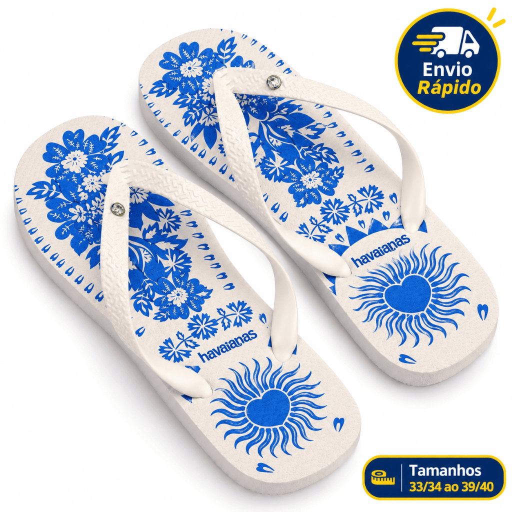 Chinelo Feminino de Borracha Antiderrapante Confortável Macio Estampado Resistente Leve 33/34 a 39/40