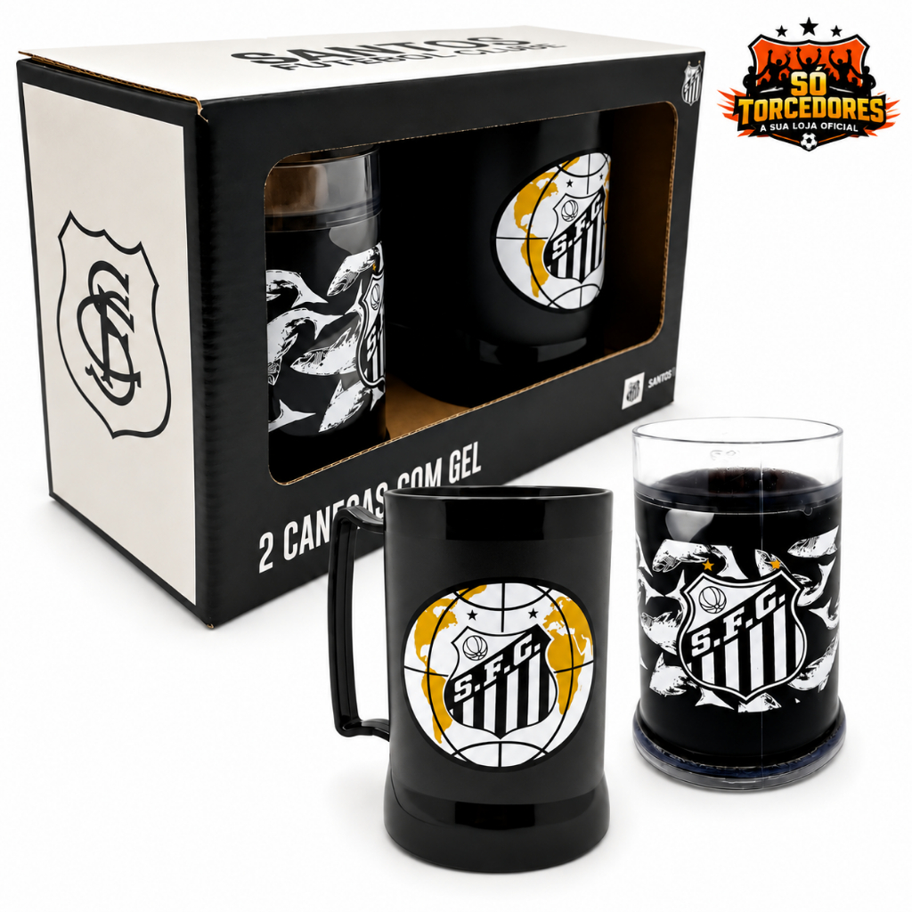 KIT PRESENTE SANTOS - CONJUNTO DE CANECAS OFICAL SANTOS - CANECA EM GEL