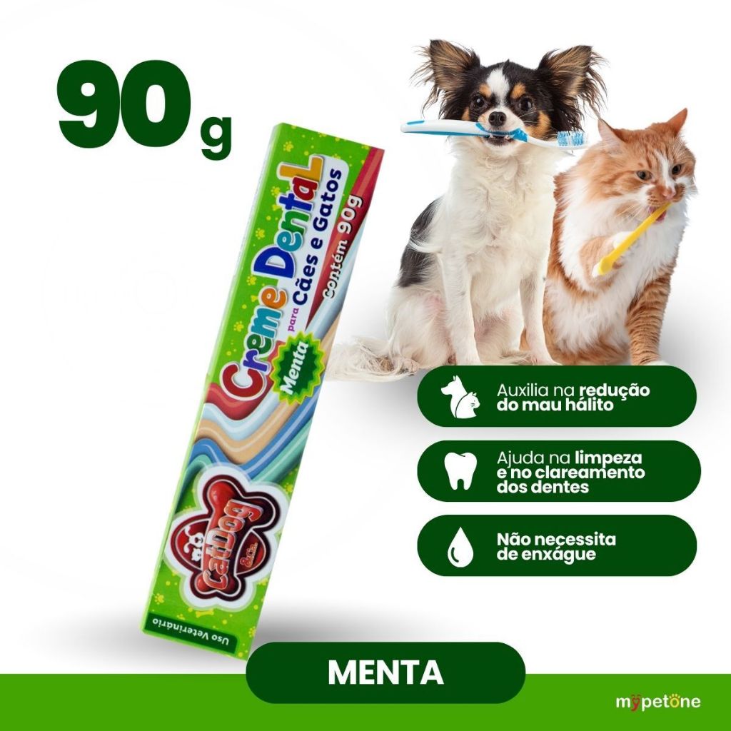 Creme Dental Menta CatDog & Cia Higiene Bucal para Cães e Gatos - 90g