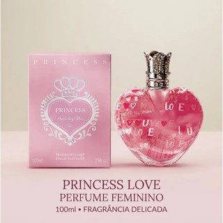 Perfume Feminino Princess Love 100ml EDP Rosa Doce Floral Romântico Elegante