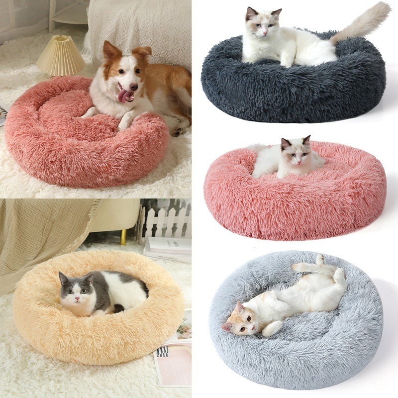 Cama Pet Nuvem Pelos 50cm Pelúcia Macia Redonda Ninho Para Gatos Cachorros Mini a Pequenos