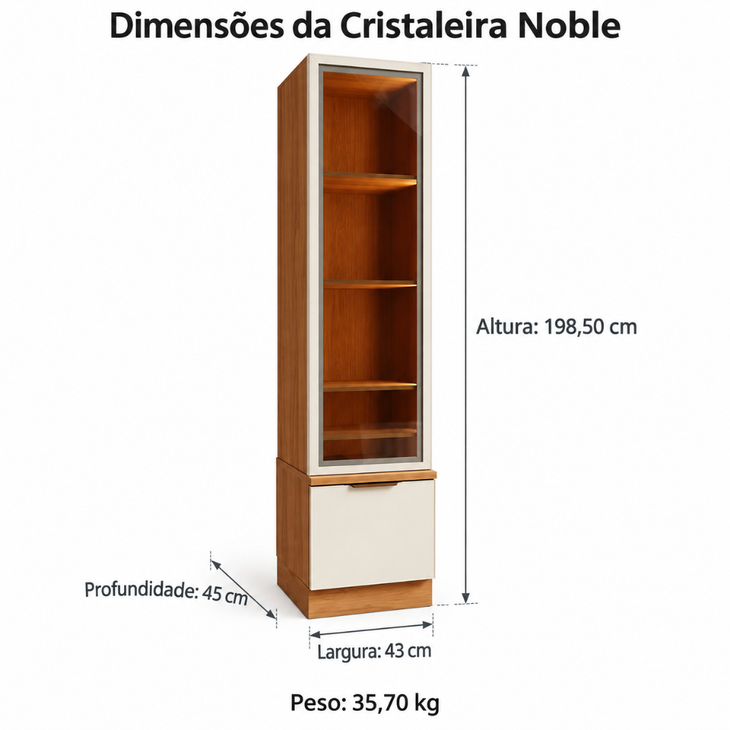 Cristaleira 2 Portas com LED e Espelho Reflecta Noble MDP/MDF Moderna para Sala de Jantar · foto 2