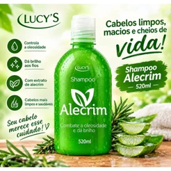 Shampoo Alecrim Combate Oleosidade Brilho Combate Caspa e Previne a Calvície - Lucy´s 520ml