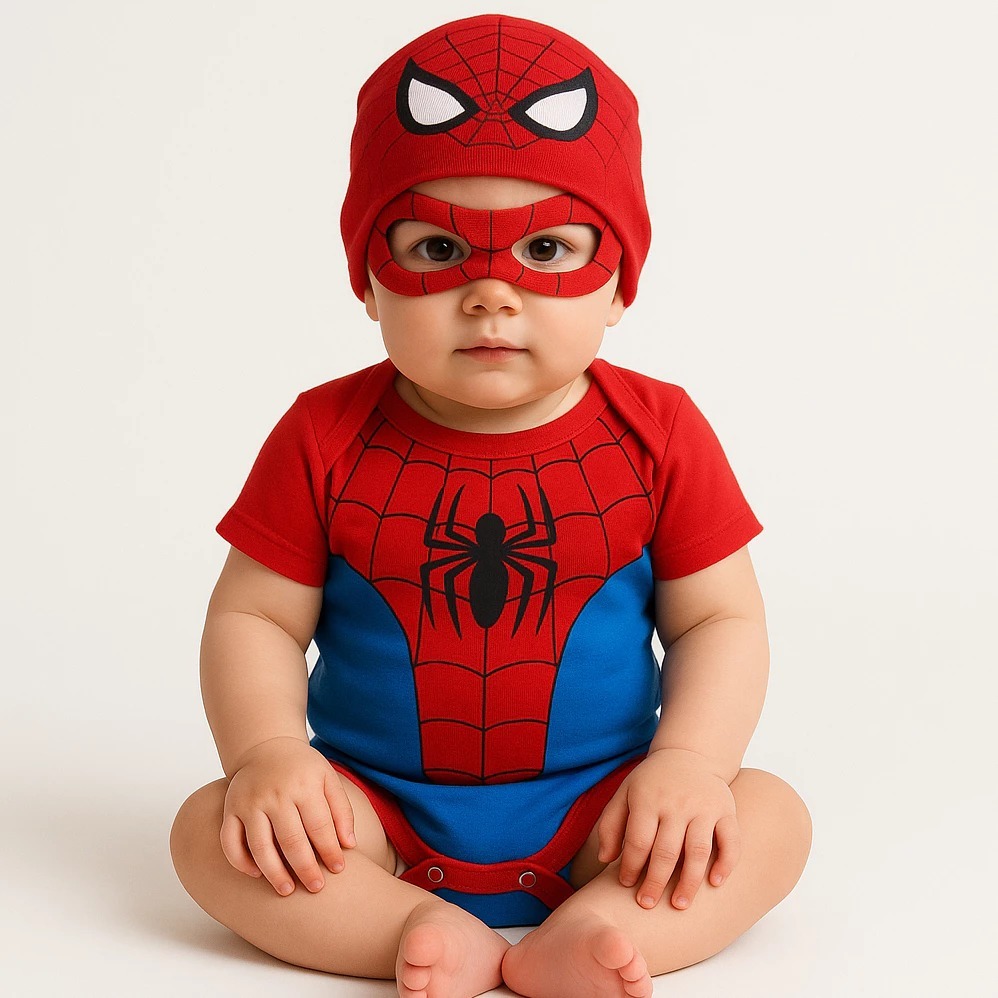 Body Temático Bebê Infantil Homem Aranha Menino Mesversário - 100% Algodão