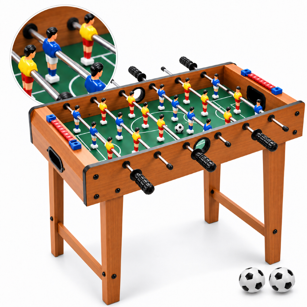 Futebol de Mesa Totó de Mesa Pebolim Madeira Jogo de Futebol Completo Brinquedo Infantil com Pés