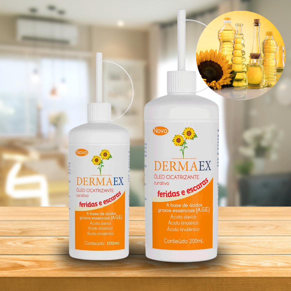 Óleo de girassol hidratante curativo cicatrizante Dermaex AGE 100ml-200ml