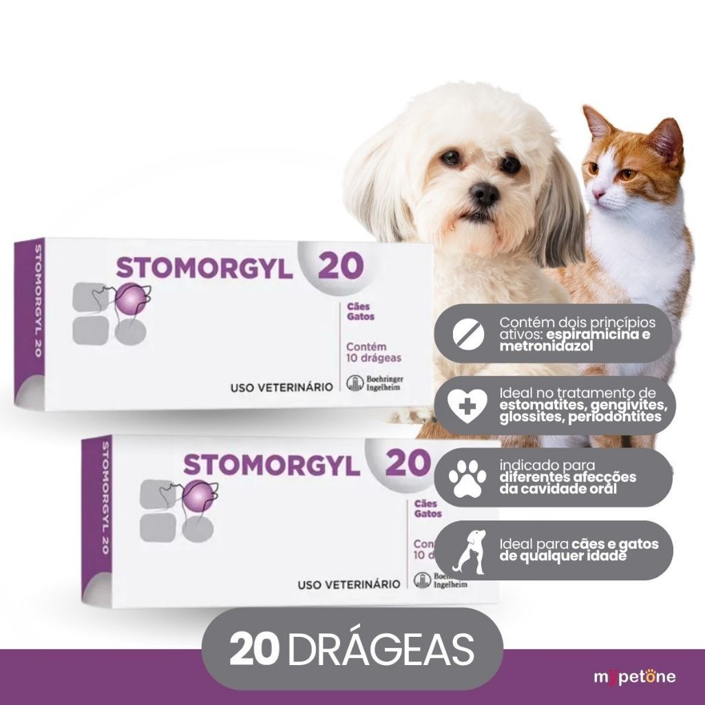 Kit 2 Stomorgyl 20 Boehringer Ingelheim para Cães e Gatos - 10 Comprimidos