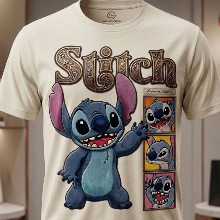 Camiseta Feminina Lilo Stitch Estampada Algodão Casual Confortável Fofa Moderna Estilo Geek