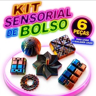Kit Sensorial de Bolso 6 Peças Fidget Toy Antiestresse Brinquedo Sensorial TDAH TEA Autismo Foco Concentração.