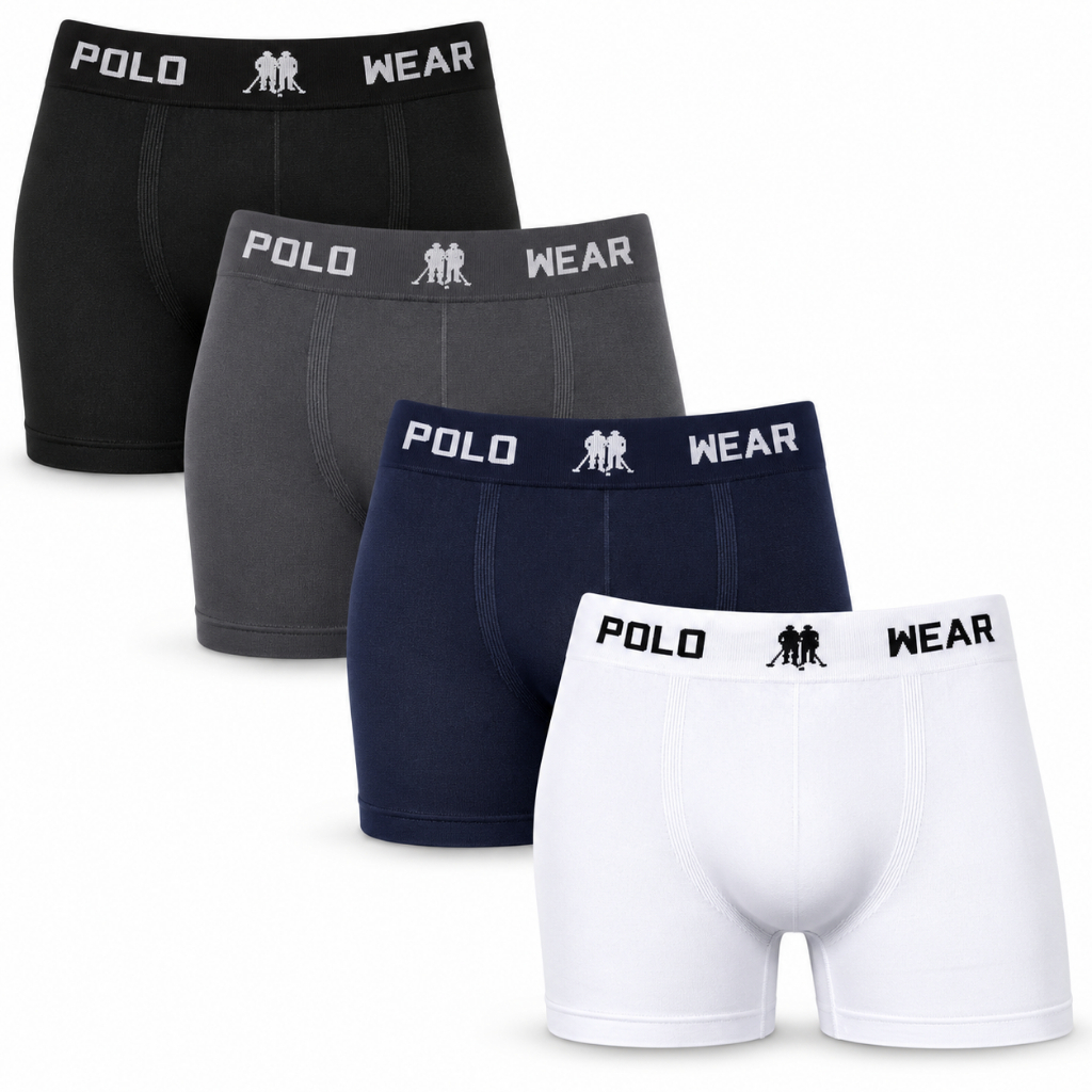 Kit 4 Cueca Boxer Masculino Polo Wear Cuecas Box Adulto Sem Costura Original