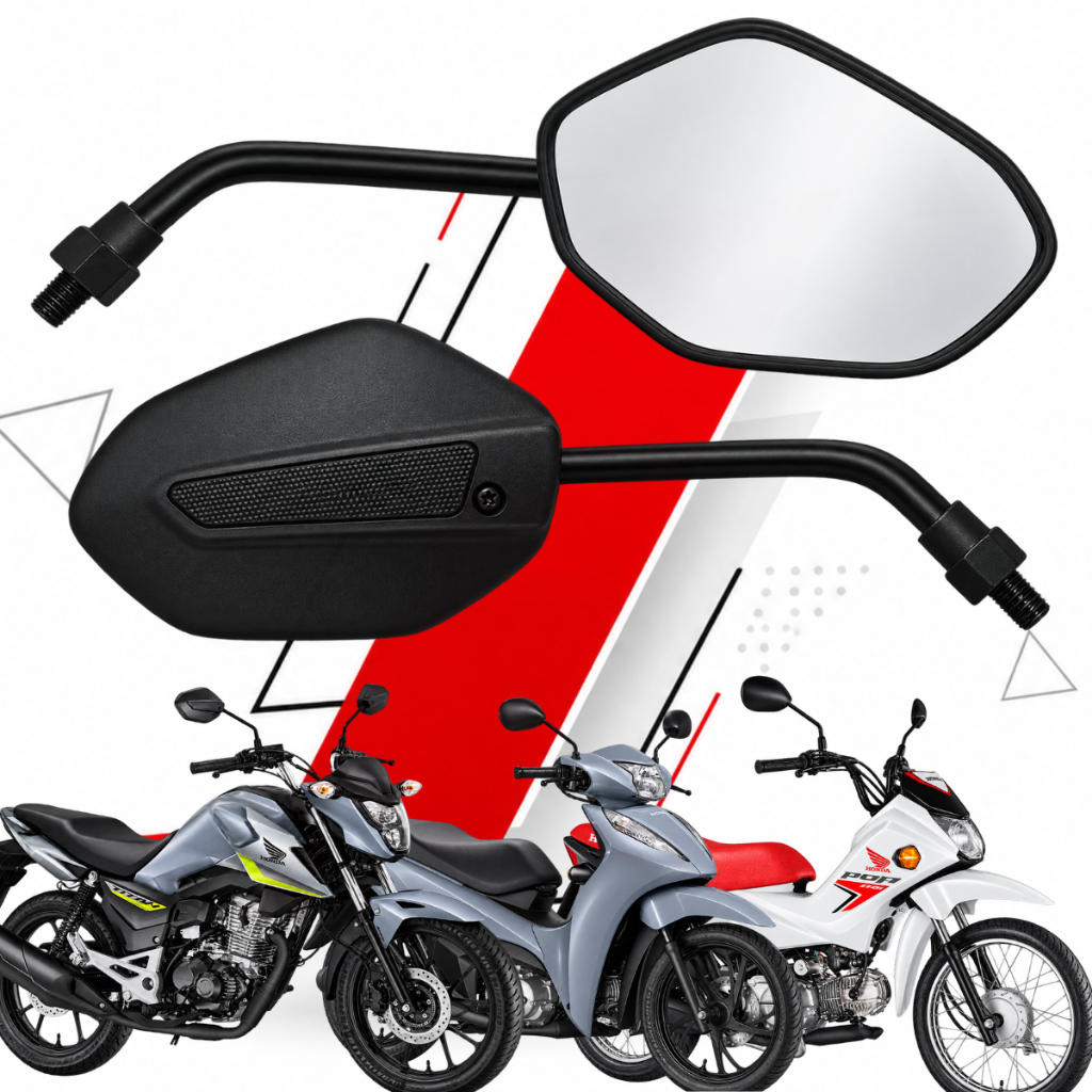Par Retrovisor Espelho Mini Honda Cg Titan Fan 125 150 160 Biz Pop Xre 300 Modelo Original
