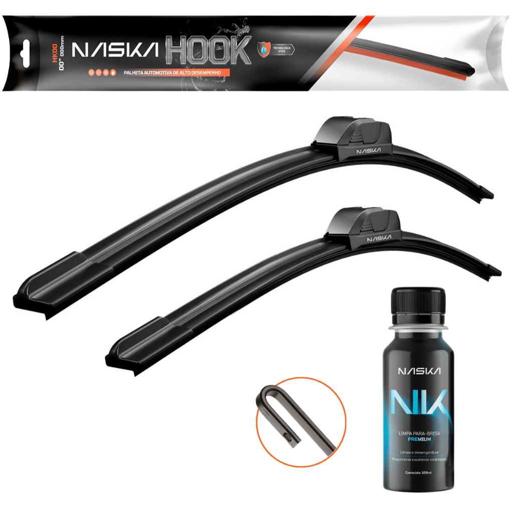 Palheta Limpador Parabrisa Silicone Gancho NASKA HOOK Silenciosa e Durável