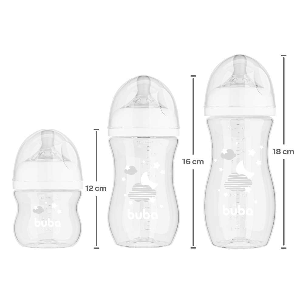 KIT 3 MAMADEIRAS ANTICOLICA BUBA EASY FLOW 120 ML - 270 ML - 330 ML — imagem 2 de 2
