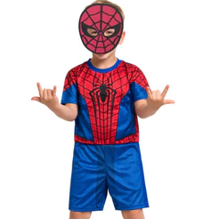 Fantasia Infantil Homem Aranha Super Herói Com Máscara
