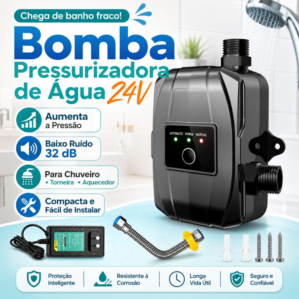 Bomba Pressurizadora Automática 160w para Chuveiro e Torneira Solução para Baixa Pressão de Água Instalação Fácil