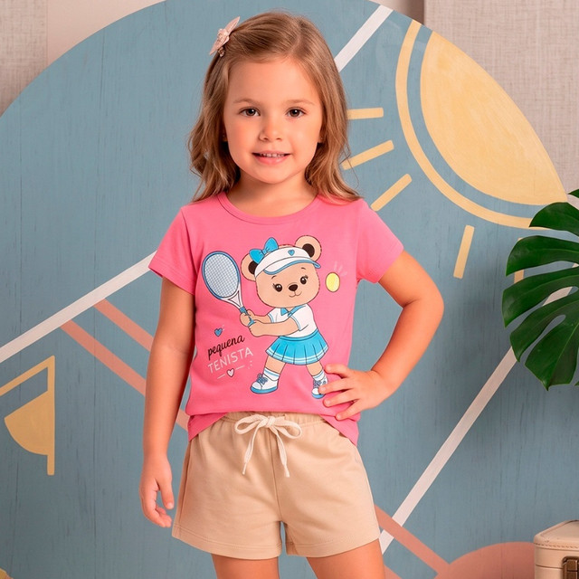 Conjunto Bebê Menina Curto Verão Pequena Tenista