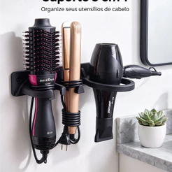 Suporte Organizador De Secador De Cabelo 3 em 1 Para Banheiro Salão Compativel Com ModeloTaiff Style