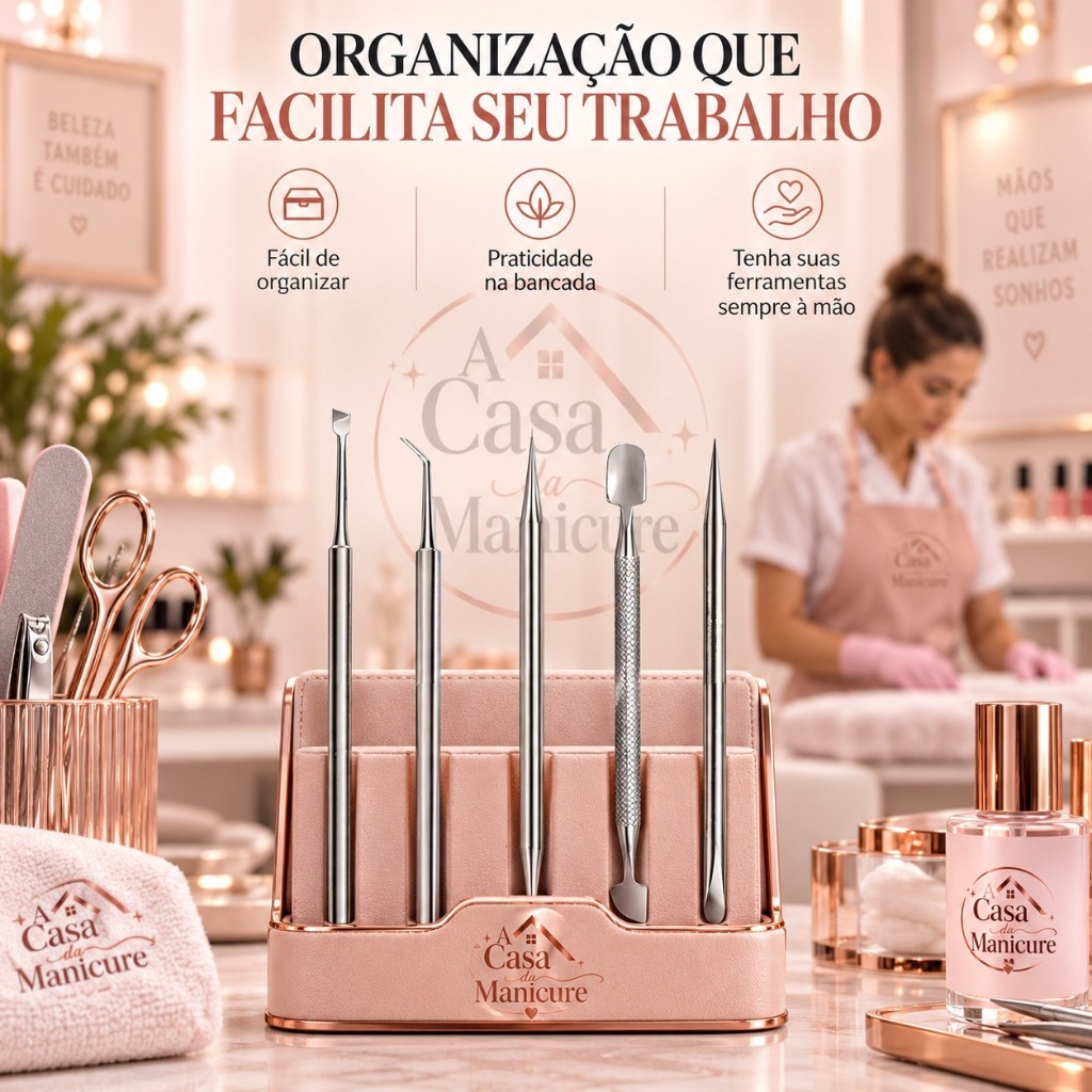 Kit Manicure Profissional 5 Peças A Casa da Manicure Aço Inoxidável Cutícula e Unha — imagem 2 de 2