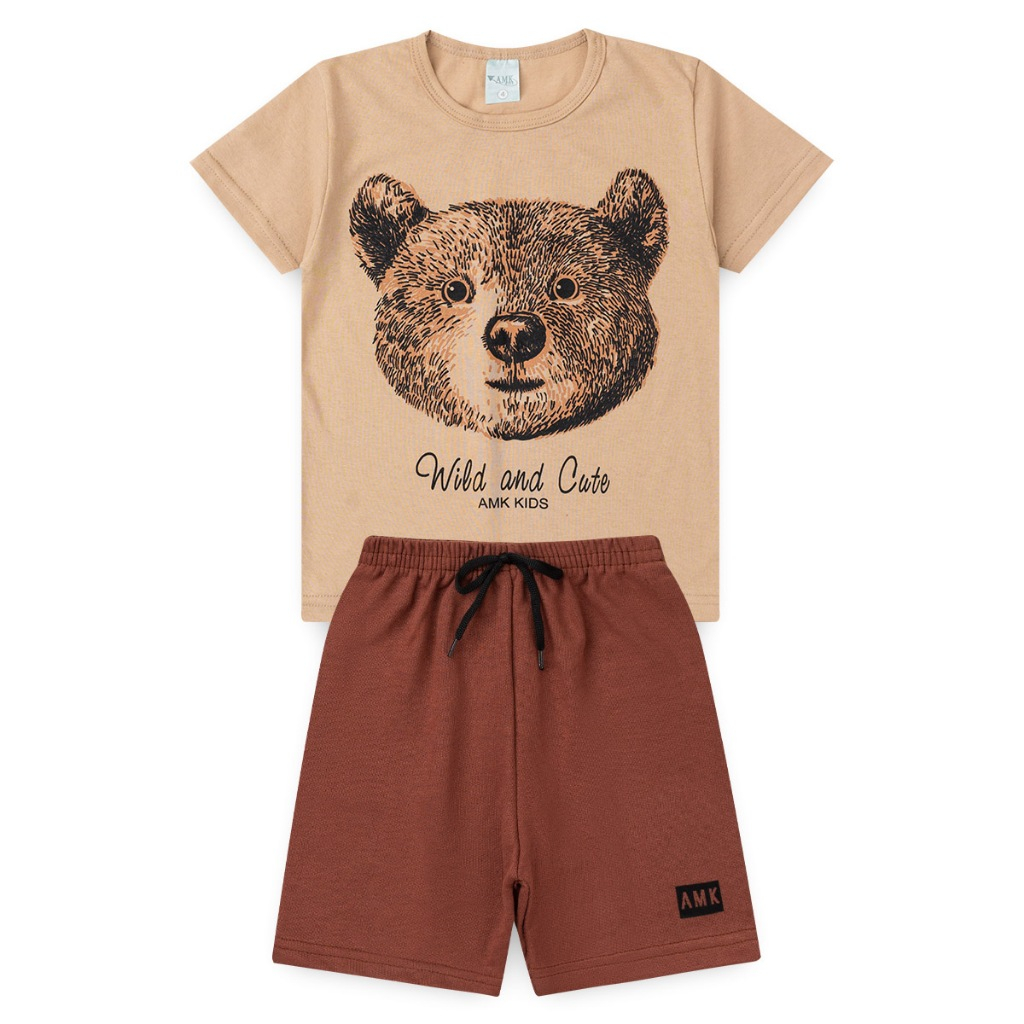 Conjunto de verão menino camiseta estampada e bermuda infantil masculino básico conforto estilo criança moda L90