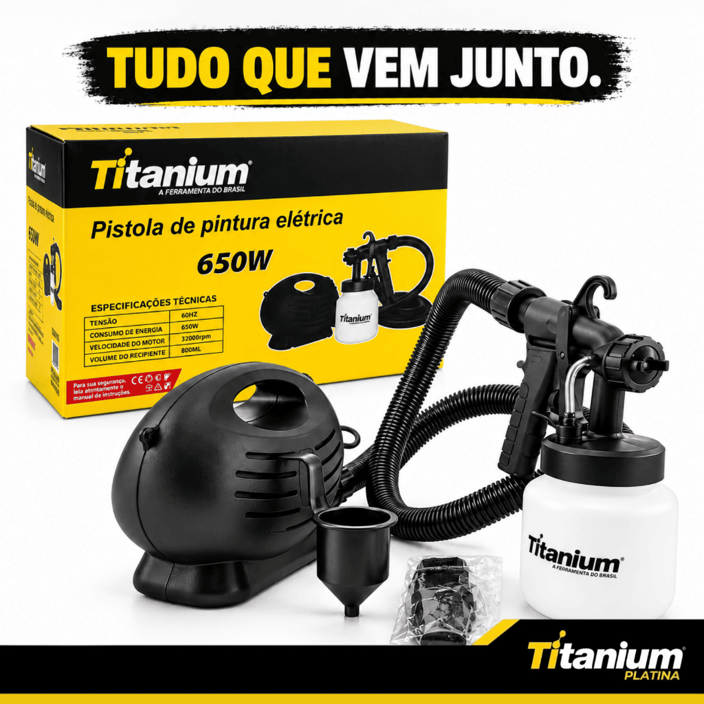 Pistola de Pintura Elétrica 800ml 650W 220V – Titanium Platina — imagem 2 de 2