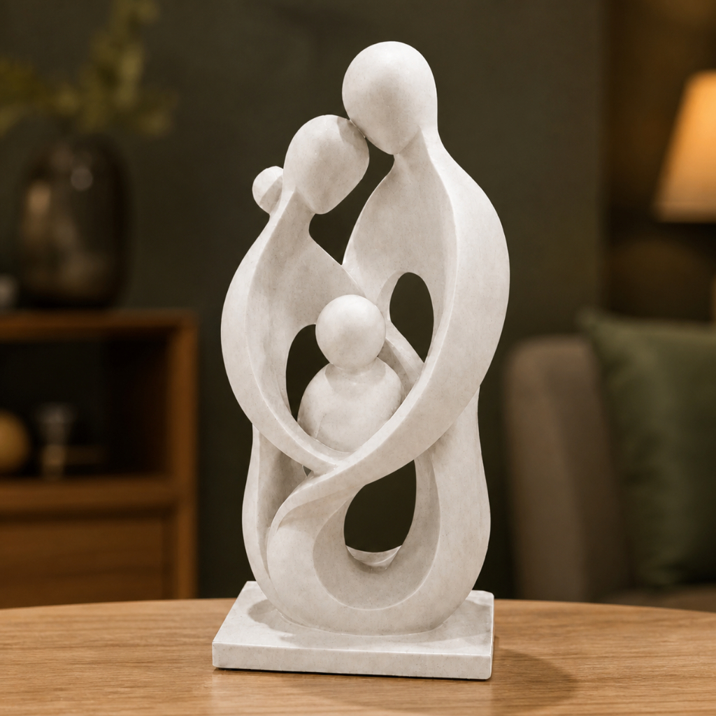 Escultura Família Decoração Elegante Enfeite Casa Amor Eterno União e Proteção Peça Decorativa Impressão 3D Presente