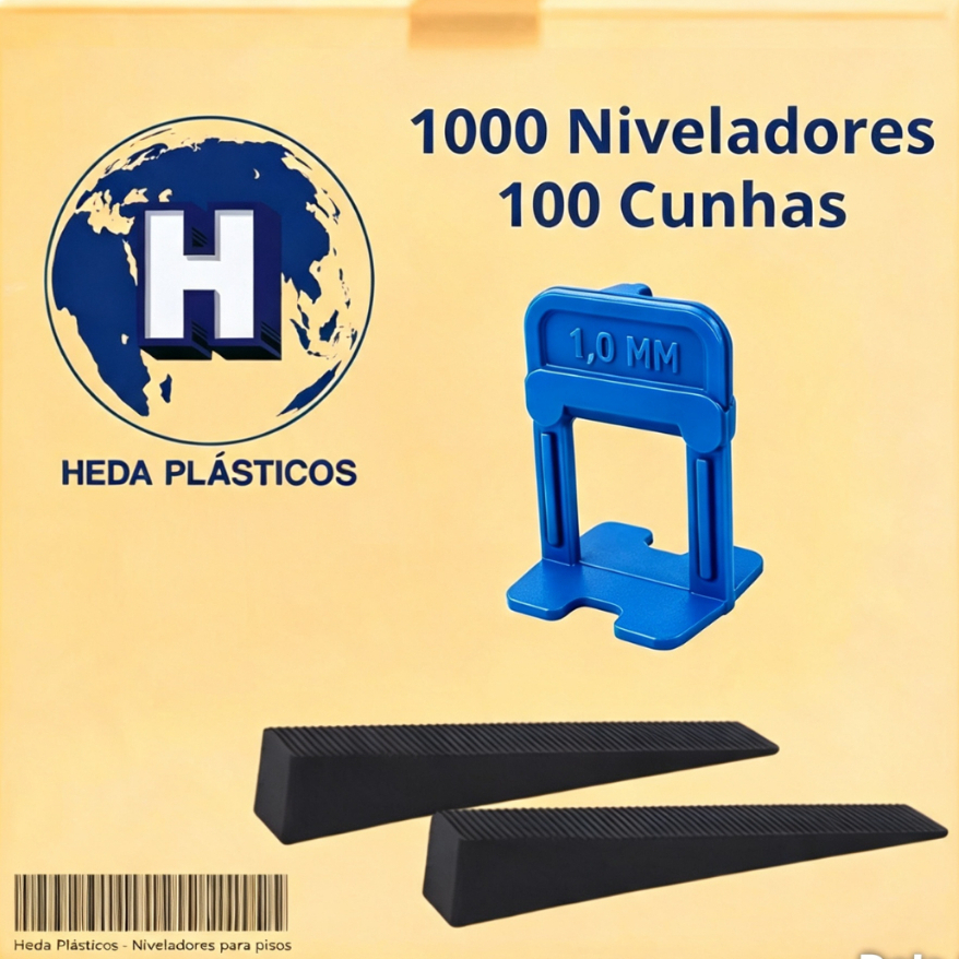 1000 Espaçador Nivelador Piso 1mm Mais 100 Cunhas Slim