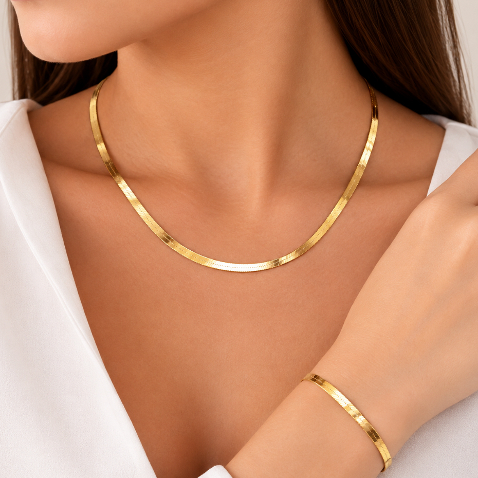 Choker Fita Dourado Aço Inoxidável Colar Feminino Laminada Hipoalergênico Delicado 45cm