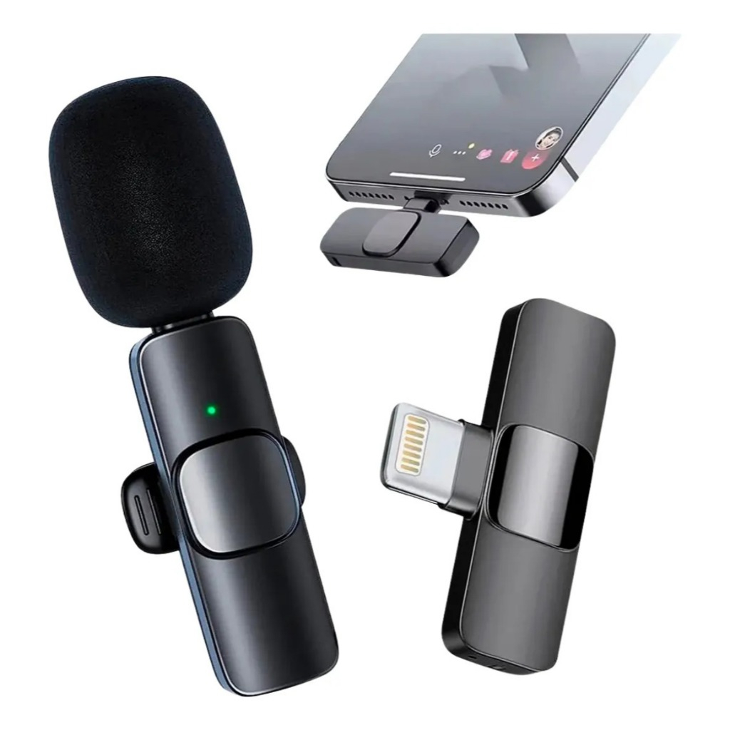 Microfone Lapela Sem Fio Omnidirecional K9 Para Iphone Preto