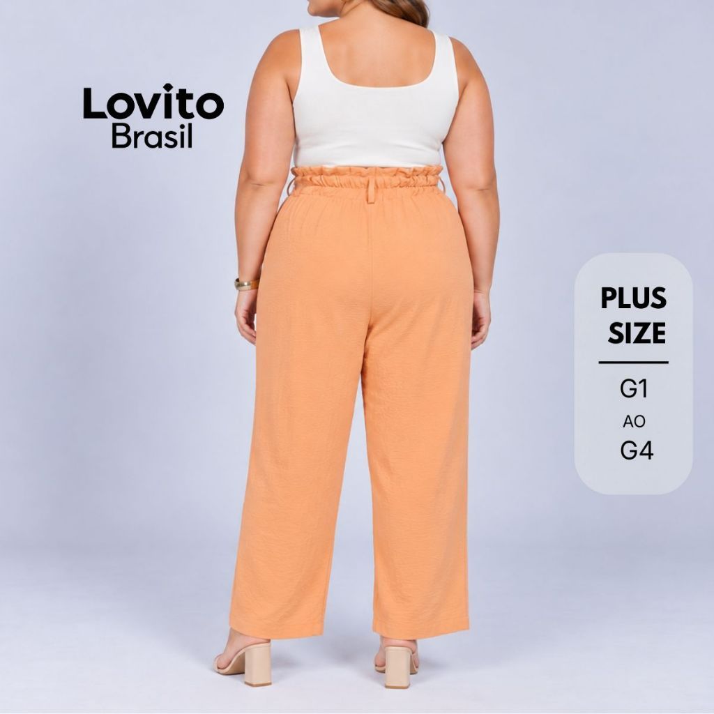Lovito Plus Size Calça Clochard com Botões no Cós PTB1164BRL1194 · foto 2