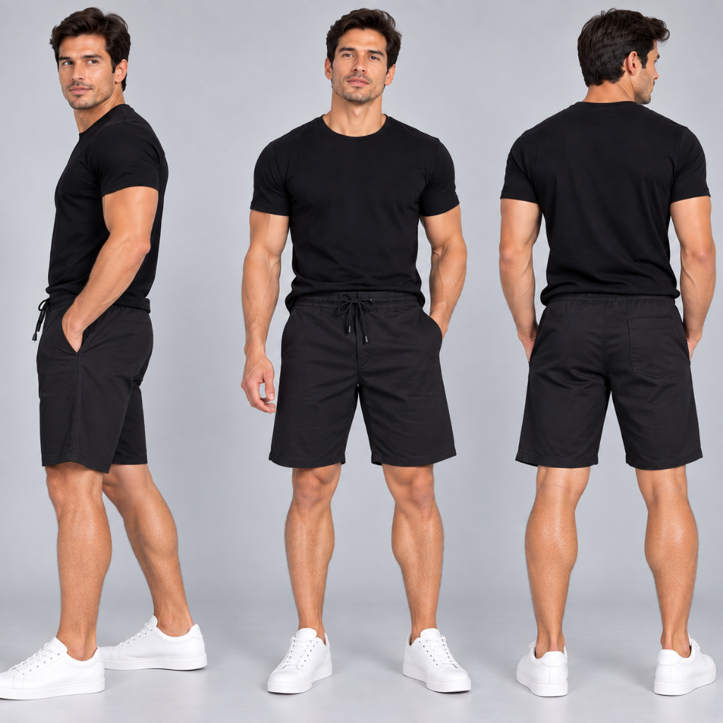 Bermuda Masculina Jogger Sarja com Elastano Cintura Elástica Cordão Bolsos Casual Esporte Fino