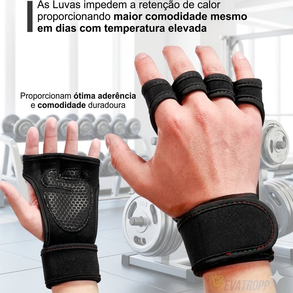 Luva De Academia Grip Hook Treino Crossfit Musculação Ciclismo Feminino Masculino