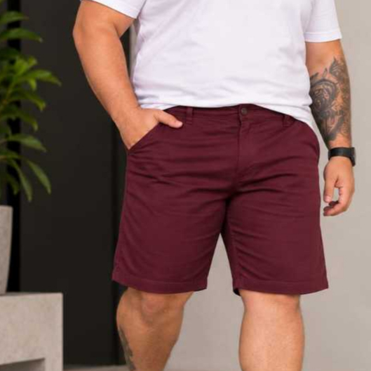 Bermuda Sarja Com Lycra Colorida Masculina Plus Size Tamanho Grande Algodão Com elastano