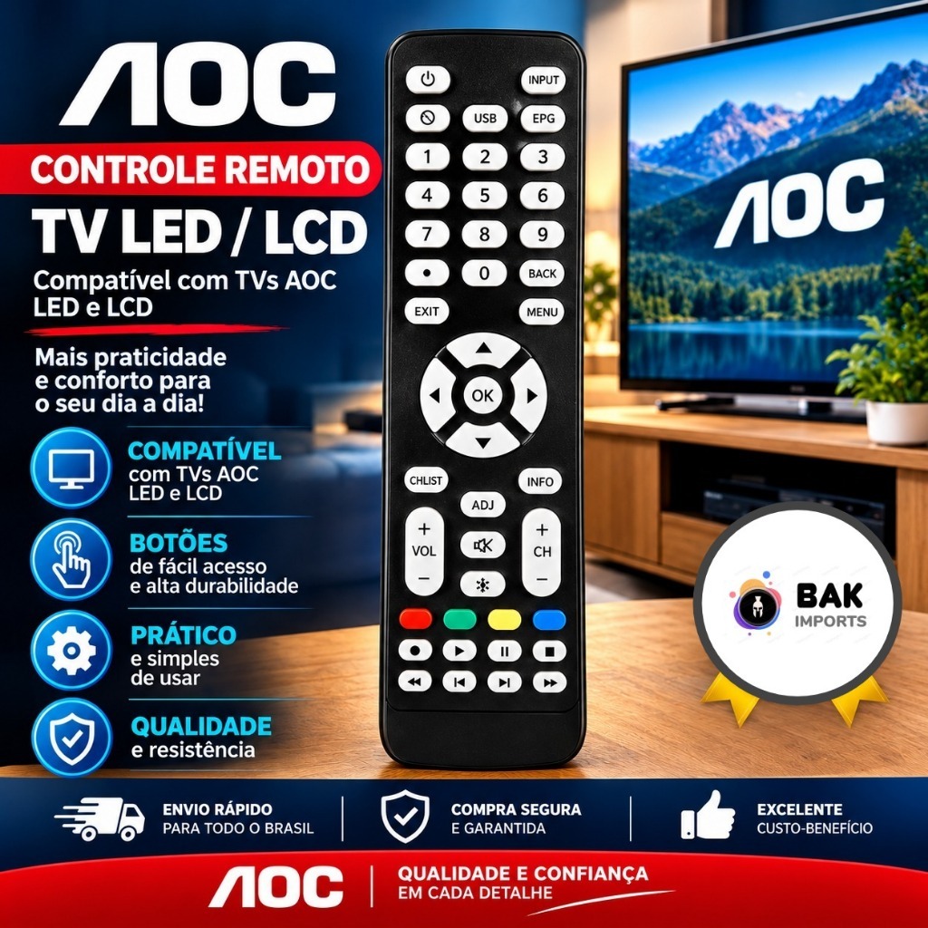 Controle Remoto para AOC Serve Todos Modelos Tv Led e Lcd