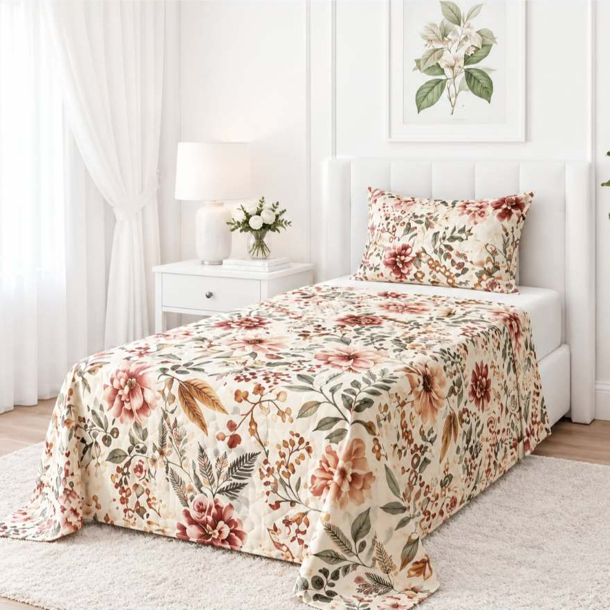 Jogo de Lençol Cama Solteiro Estampado 3PÇS, C/Elástico Micropercal 500fios, Toque de Algodão