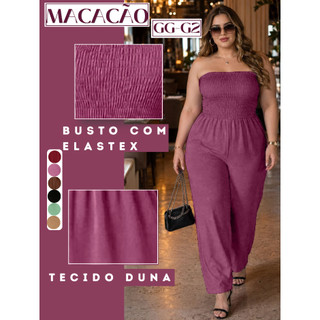 Macacão feminino plus size longo elegante  elastex  calça pantalona feminina gorda  ajustável moda verão festa