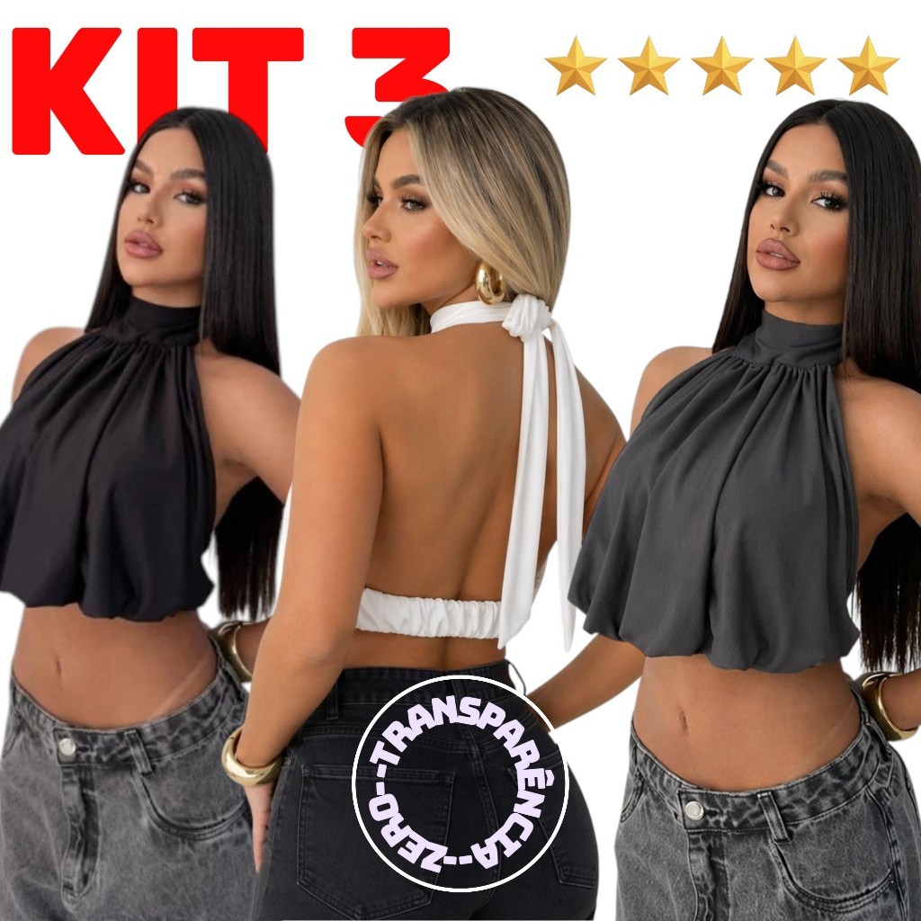 Cropped Gola Alta Plissado | Blusa Feminina | Streetwear Fashion | Moda Gringa Blogueira